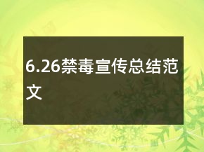 6.26禁毒宣传总结范文