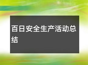 百日安全生产活动总结