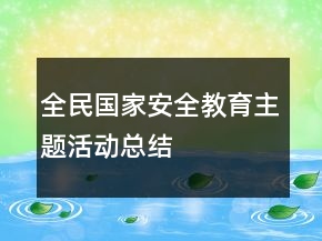 全民国家安全教育主题活动总结