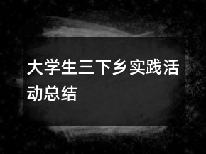 大学生三下乡实践活动总结