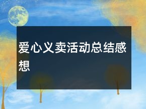 爱心义卖活动总结感想