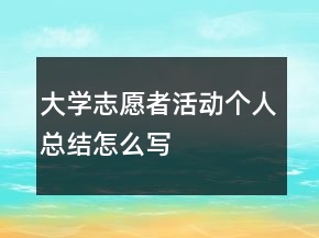 大学志愿者活动个人总结怎么写