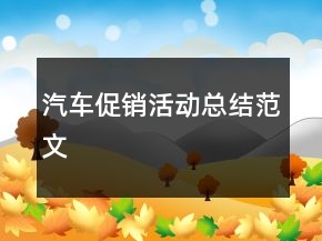 汽车促销活动总结范文