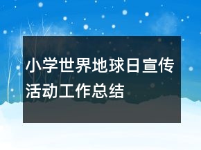 小学世界地球日宣传活动工作总结