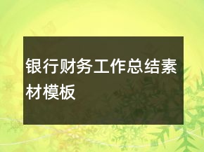 银行财务工作总结素材模板