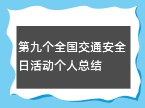 第九个全国交通安全日活动个人总结
