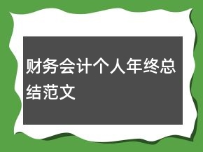 财务会计个人年终总结范文