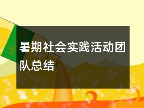 暑期社会实践活动团队总结