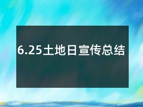 6.25土地日宣传总结