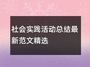 社会实践活动总结最新范文精选