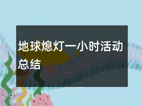 地球熄灯一小时活动总结