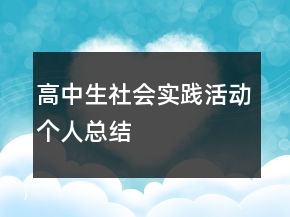 高中生社会实践活动个人总结