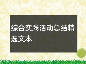 综合实践活动总结精选文本