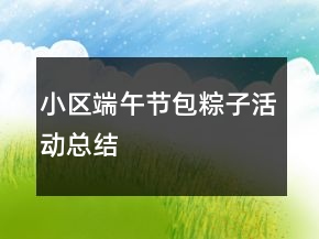小区端午节包粽子活动总结