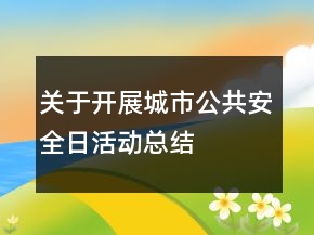 关于开展城市公共安全日活动总结
