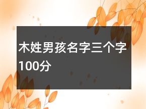 木姓男孩名字三个字100分