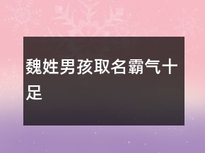 魏姓男孩取名霸气十足
