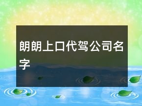 朗朗上口代驾公司名字