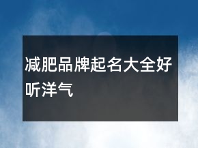 减肥品牌起名大全好听洋气