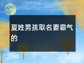 夏姓男孩取名要霸气的
