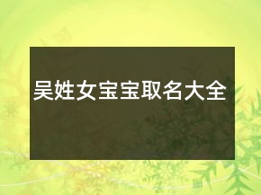 吴姓女宝宝取名大全