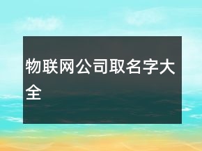 物联网公司取名字大全