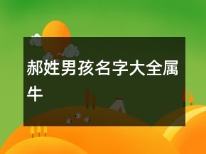 郝姓男孩名字大全属牛