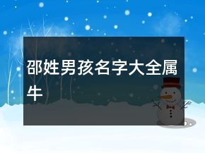 邵姓男孩名字大全属牛