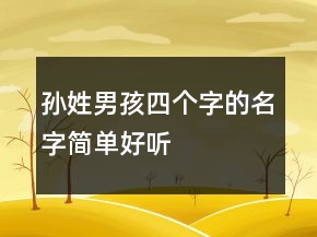 孙姓男孩四个字的名字简单好听