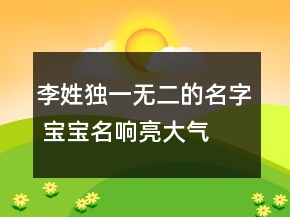 李姓独一无二的名字 宝宝名响亮大气