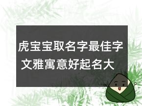 虎宝宝取名字最佳字 文雅寓意好起名大全