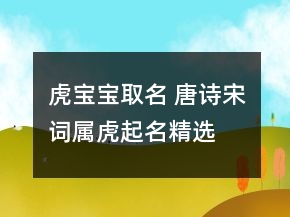 虎宝宝取名 唐诗宋词属虎起名精选