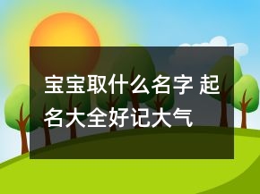 宝宝取什么名字 起名大全好记大气