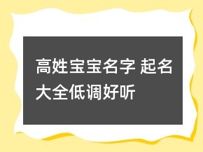 高姓宝宝名字 起名大全低调好听