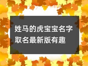 姓马的虎宝宝名字 取名最新版有趣