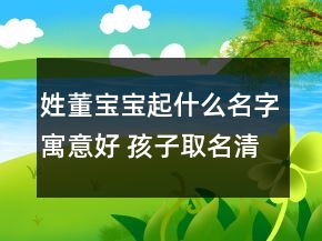 姓董宝宝起什么名字寓意好 孩子取名清新纯真