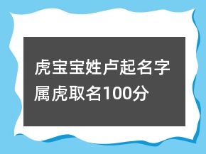虎宝宝姓卢起名字 属虎取名100分