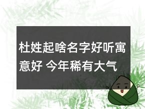 杜姓起啥名字好听寓意好 今年稀有大气姓杜的起名