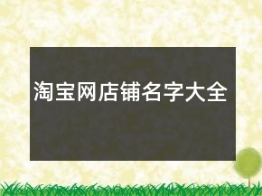 淘宝网店铺名字大全