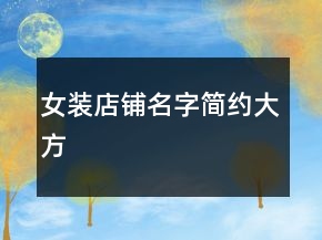 女装店铺名字简约大方