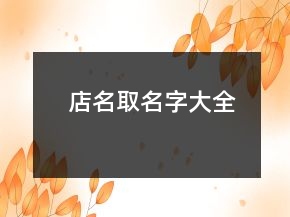 店名取名字大全
