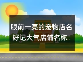 眼前一亮的宠物店名 好记大气店铺名称