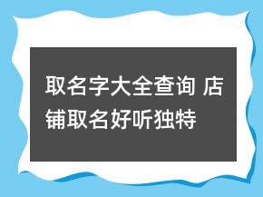 取名字大全查询 店铺取名好听独特