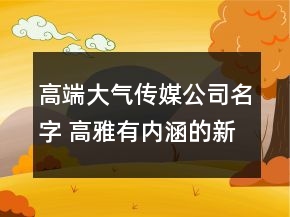 高端大气传媒公司名字 高雅有内涵的新公司名称