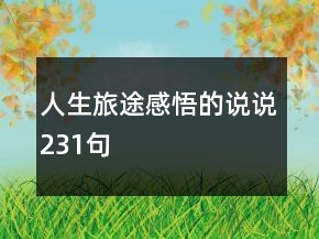 人生旅途感悟的说说231句