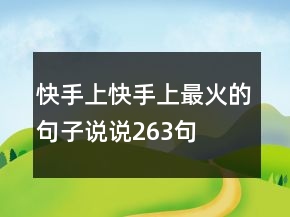 快手上快手上最火的句子说说263句