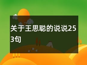 关于王思聪的说说253句