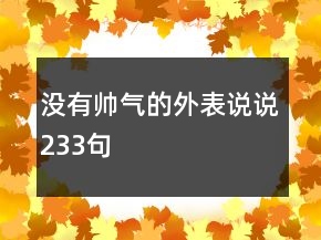 没有帅气的外表说说233句