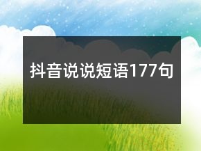 抖音说说短语177句