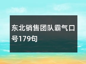东北销售团队霸气口号179句